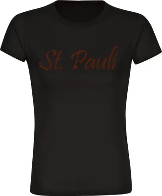 Produktbild von multifanshop Damen T-Shirt - St. Pauli - Schriftzug, schwarz, Größe L