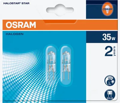 Zdjęcie produktu dla OSRAM HOMELIGHTING HV halogen EEC: G (A - G) GY6.35 44 mm 12 V 35 W Pin base dimmable 1 Set