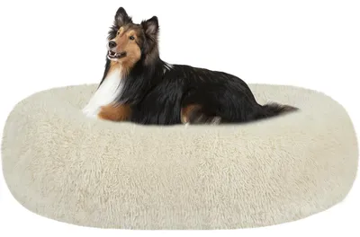 Productafbeelding van Orthopedisch hondenbed, rond, donutvorm, wasbaar, 80 cm diameter, beige