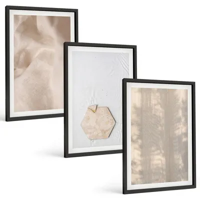 Produktbild von Bilder Set 3-teilig im schwarzen Rahmen – Wandbilder 3 Stück – gerahmte Poster für Wohnzimmer, Schlafzimmer und Flur – 40x60 cm – Subtile Texturen, Boho-Natur