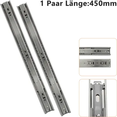 Produktbild von EINFEBEN 1 Paar (2 STš¹CK) Schubladenschienen 450 mm Hochwertige Vollauszš¹ge Schubladenauszš¹ge mit Selbsteinzug Kugelfš¹hrung Tragkraft 35 Kg