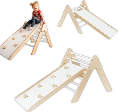 Immagine prodotto di Triangolo di arrampicata, struttura di arrampicata in legno per bambini Triangolo di germinazione, scivolo per bambini