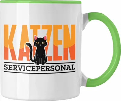 Produktbild von Trendation - Katzen Servicepersonal Tasse Geschenkidee Lustig Spruch Katzenbesitzer KatzenMama (Grün)