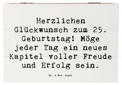 Produktbild von Mr. & Mrs. Panda Box Spruch 25. Geburtstag 22 x 15 cm - Weiß - Geschenk, fotobox, Freude, Party, Happy Birthday, Erinnerungskiste, Schatzkiste, Alter, Geschenkbox, Kiste