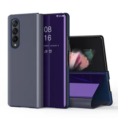 Obrázek produktu pro Pouzdro pro Galaxy Z Fold 3 5G, zrcadlové flipové pouzdro View s funkcí stojánku Fialová