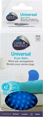 Produktbild von CARE + PROTECT Universal-Trocknerkugeln, für weiche Textilien, einfacheres Bügeln, Heben und Trennen der Wäsche, gleichmäßige Trocknung, 2 Stück