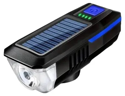 Obrázek produktu pro Verk 14491 LED světlo na kolo USB s klaksonem a solárním nabíjením, modré