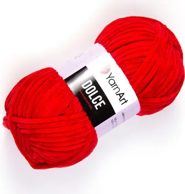 A ball of red yarn on a white background.