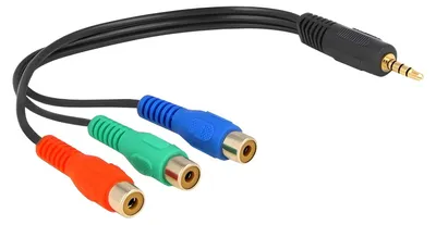 Produktbild von Delock - Videokabel - Component Video - RCA x 3 weiblich zu 4-poliger Mini-Stecker männlich - 24 cm - Schwarz
