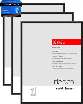 Zdjęcie produktu dla nielsen ramka na zdjęcia Atlanta (zestaw 3), 30x40 cm aluminium czarny mat