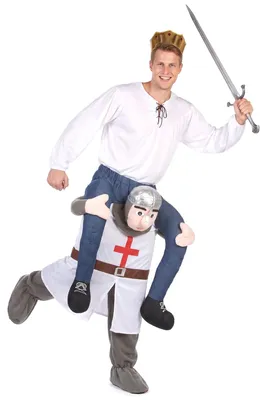 Produktbild von Ritter Huckepack-Kostüm weiss-grau-rot - Einheitsgröße