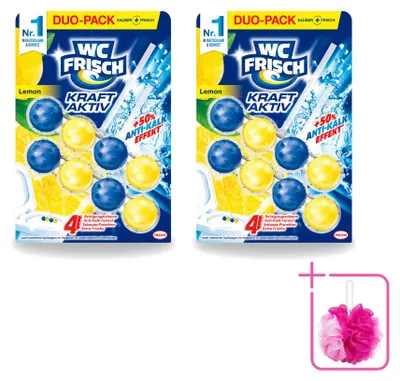Produktbild von 2 x WC-Frisch Kraft Aktiv Toiletblock Zitrone - Anti-Kalk - Sparpackung - 2 Stücke