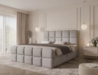 Produktbild von Emlar Boxspringbett Moya MAX 180x200 - Komplett-Set mit Matratze und Topper - Polsterbett mit Bettkästen - Boxspringbett Grau (Magic Velvet 2218)