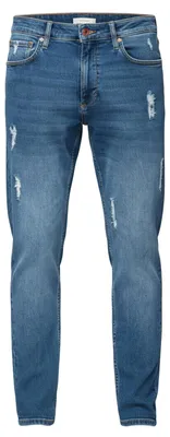 Imagen del producto de Pantalones vaqueros slim fit para hombre, con efecto desgastado, color azul oscuro, modelo V2 OM-PADP-0255, talla S