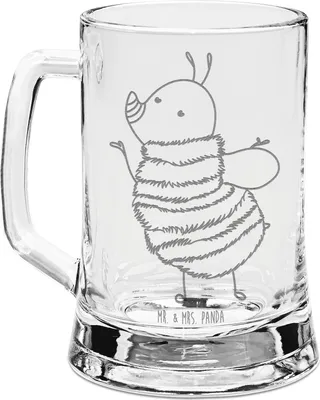 Produktbild von Mr. & Mrs. Panda Krug Hummel flauschig - Transparent - Geschenk, Lustige Sprüche, Bierkrug Mit Gravur, Seidel, Glasseidel, Blume, Natur, Humpen, Biene