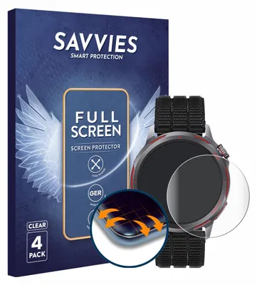 Produktbild von 4x Savvies Fullscreen Schutzfolie für Huawei Watch GT Runner 2 Displayschutz Folie Fullcover Klar Transparent