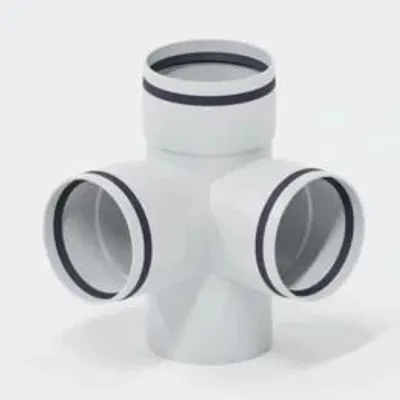 Obrázek produktu pro POLOPLAST, kolenní spojka s odbočkou, DN110/110/110, POLO-KAL 3S, PP-MD, průměr 110 mm, bílá, 1 kus.