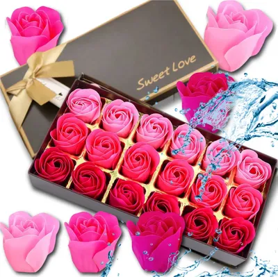 Image de Fleurs artificielles 18 pcs set de roses de savon parfumées en cadeau