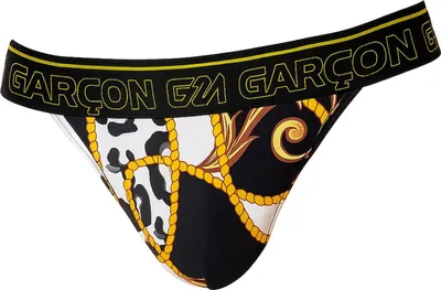 Produktbild von Garçon - Herren Strings -  Gold Leaf Thong - Schwarz - 1 x Größe XL