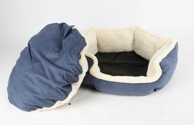 Produktbild von Hundebett Cord/Plüsch Ø 65 cm – gemütliches rundes Haustierbett für kleine und mittelgroße Hunde, weich gepolstert, rutschfest und ideal als Schlafplatz im Wohnbereich oder unterwegs