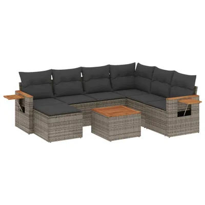 Produktbild von vidaXL 8-tlg. Garten-Sofagarnitur mit Kissen Grau Poly Rattan