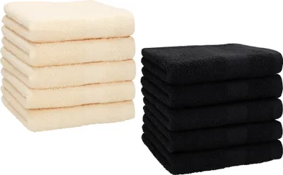 Produktbild von Betz 10 Stück Seiftücher 30x30 cm PREMIUM 100% Baumwolle  Farbe: beige und schwarz