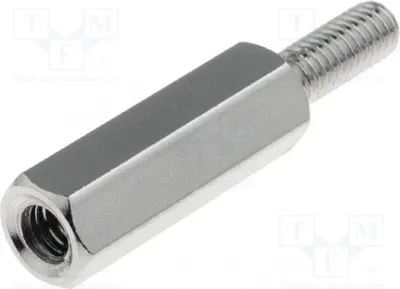 Immagine prodotto di Distanziali filettati; filetto interno: M3; 15 mm; filetto esterno: M3; nichel 213X15. Distanziali metallici