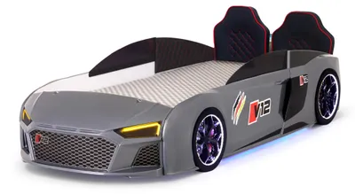 Produktbild von Kinder Autobett V12 Full mit Sound & LED Scheinwerfer in Grau