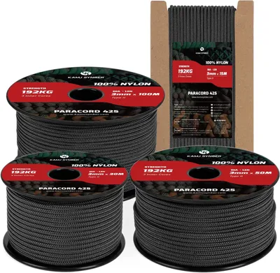 Produktbild von Paracord 3 mm, 15 m, 100% Nylon, Bruchlast 192 kg, Für Outdoor