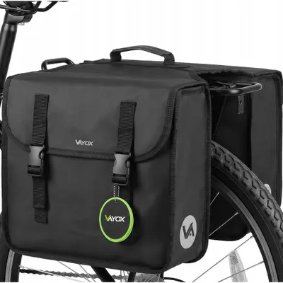 Produktbild von Vayox VA0447 Doppelseitige Fahrradtasche, 29 l, PVC, 35x30x37 cm wasserdicht, für Fahrräder, Schnellmontage, Schwarz