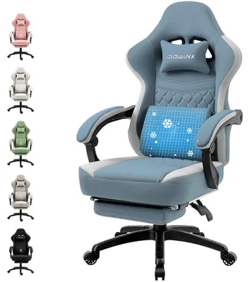 Produktbild von Gaming-Stuhl Stoff, Taschenfederkissen, Massage, Kopf-/Fußstütze Blau