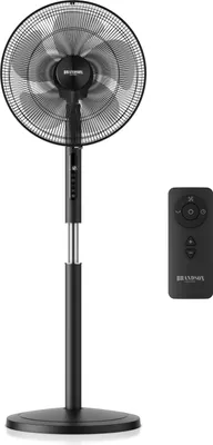 Produktbild von Brandson Standventilator mit Fernbedienung, leise, 12 Geschwindigkeitsstufen, DC, energiesparend, Oszillation, Timer, Memory-Funktion, LED-Panel, ECO, verstellbar 120–135 cm