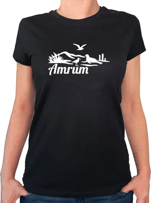 Produktbild von Huuraa Damen T-Shirt Amrum Strandmotiv XL Black Bio Baumwolle Fairtrade Damenshirt Geschenkidee