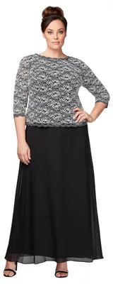 Zdjęcie produktu dla Sukienka damska Alex Evenings, model "Long Mock Dress" z pełną spódnicą (dostępna w rozmiarach "Petite" i standardowych)
