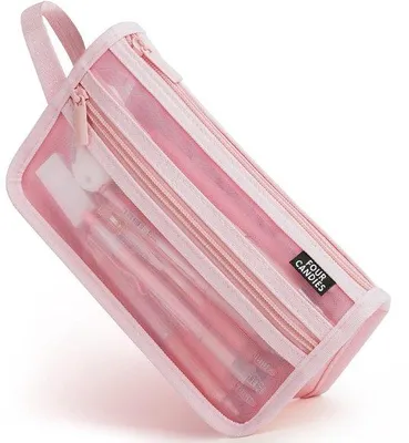 Image de Cartable rose avec pochette de rangement à fermeture éclair