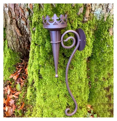 Produktbild von Wandkerzenhalter in antiker Optik aus Metall | 50 cm x 9 cm | Mittelalterliche Fackel | Rustikale Wandfackel | Historische Burgfackel