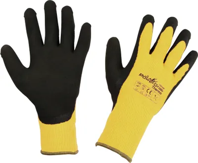Produktbild von Kerbl PowerGrab Thermo Größe 7/S gelb Strickhandschuhe Latex mit Acrylfutter