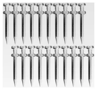 Produktbild von 20 Stück Metallspikes für Rasenlüfterschuhe, 58 cm lang, zur Belüftung von Gartenböden und Rasenpflege
