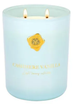 Image de Bougie parfumée en verre, senteur cachemire et vanille, 470g, durée de combustion de 90 heures, avec deux mèches, cire de soja