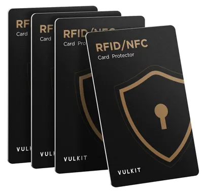 Produktbild von RFID Blockierkarte RFID-Schutzkarte NFC-Blocker - Ultradünn - 0,9 mm - 4 Stück - Kreditkarte und Reisepass
