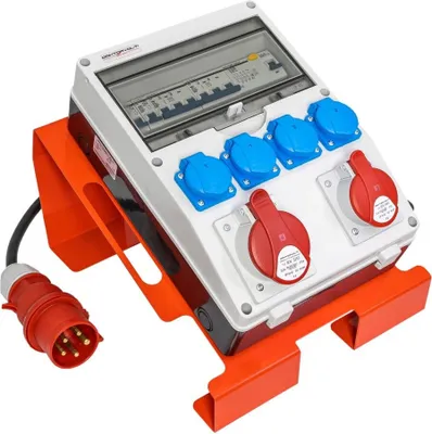 Produktbild von Baustromverteiler mit Ständer und Kabel Stromverteiler SET-S/FI 32A 16A 4x230V Doktorvolt