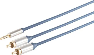 Produktbild von S/CONN maximum connectivity Home Cinema Verchromter Metall-Klinkenstecker 3,5 mm und 2 verchromte Metall-Cinchstecker, vergoldete Kontakte, SLIM LINE
