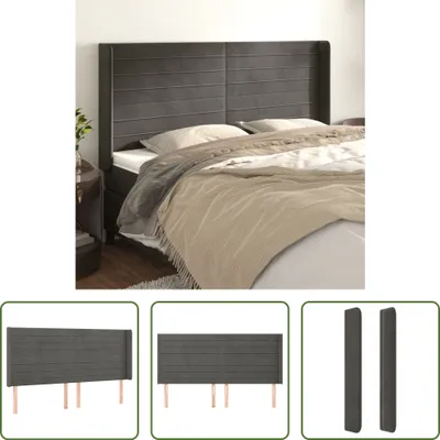 Produktbild von The Living Store Kopfteil mit Ohren Dunkelgrau 203x16x118/128 cm Samt
