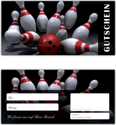 Produktbild von 200 Stück Geschenkgutscheine (Bowling-637) Gutscheine Kegeln Postkartenkarton