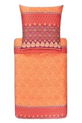 Produktbild von Bassetti Mako-Satin Bettwäsche-Garnitur LAGLIO Farbe ORANGE O1  Größe 155x220cm+80x80