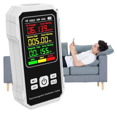 Obrázok produktu pre Detektor žiarenia - EMF-Meter - Ručné prevedenie pre RF detekciu - Biela - Magnetická intenzita - Pre domov a kanceláriu