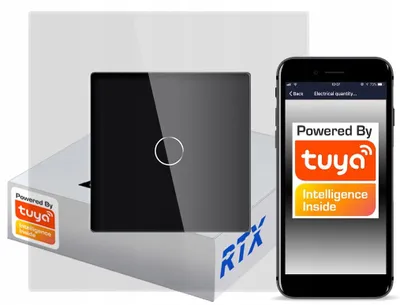 Zdjęcie produktu dla Włącznik Dotykowy CZARNY 1obw. ZigBee TUYA RTX SH