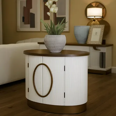 Produktbild von Dmora Sideboard Bitetto 79x48x67 cm Weiß, 1 Regal, 2 Türen