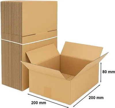 Produktbild von Faltkartons Kartonbox zum Verpacken 200 x 200 x 80 mm, 50 Stück