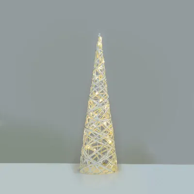 Obrázek produktu pro ACA Lighting  bílý + stříbrný kuželový strom 30 mini WW LED na baterie 3xAA, IP20 pr.17x60cm X11301118